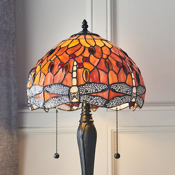 Endon klasszikus tiffany asztali lámpa dragonfly flame sötétbarna sokszínű end64092