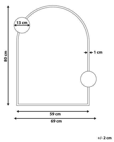 Falitükör AULON 69 cm 80 cm Fém Fekete