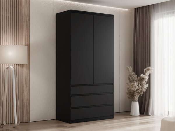 Gardróbszekrény Comfivo Structor, Laminált forgácslap, 202x100x52cm, Fekete