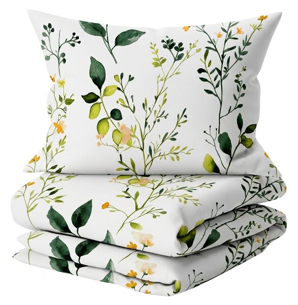 Mikroszálas ágyneműhuzat szett FLORAMA fehér + 45 x 45 cm párnahuzat INGYEN