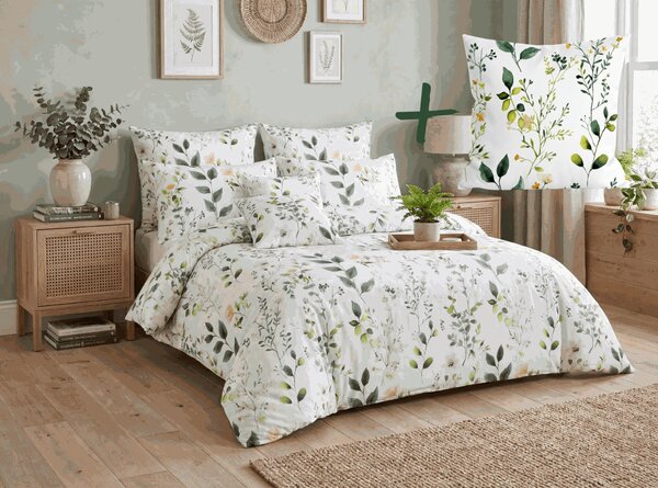 Mikroszálas ágyneműhuzat szett FLORAMA fehér + 45 x 45 cm párnahuzat INGYEN