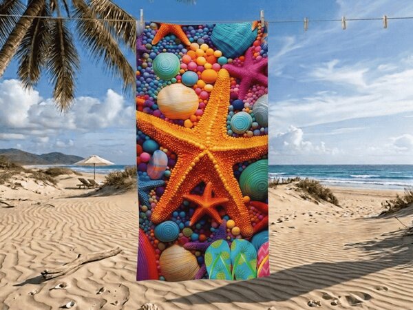 Gyorsan száradó strandfürdőlepedő COLOR SEA színes kivitel 70 x 140 cm, 100% mikroszál