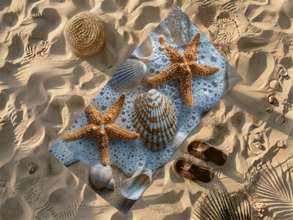Gyorsan száradó strand fürdőlepedő SEA STARS színes 70 x 140 cm, 100% mikroszál