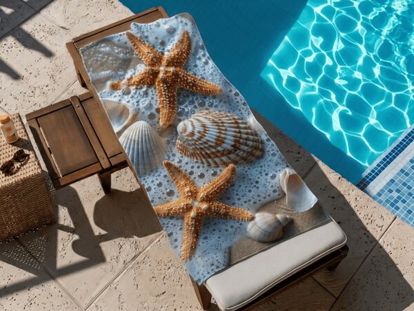 Gyorsan száradó strand fürdőlepedő SEA STARS színes 70 x 140 cm, 100% mikroszál