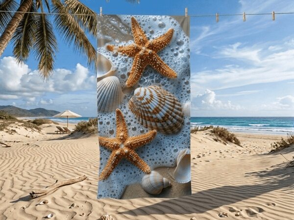 Gyorsan száradó strand fürdőlepedő SEA STARS színes 70 x 140 cm, 100% mikroszál