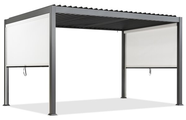 Lagos 3x4 szabadon álló terasz pergola 3m hosszú Garden Point antracit-fehér oldalsó redőnnyel