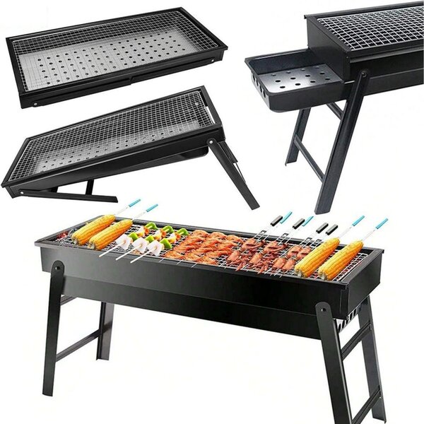 Hordozható, összehajtható kerti grill 60 x 22 32 cm