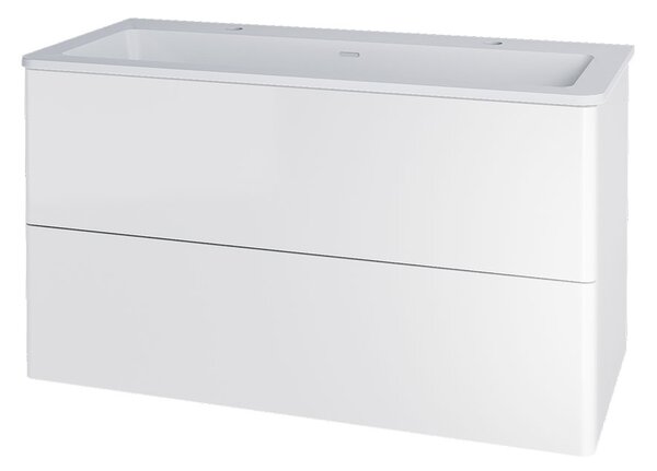 Mereo Mereo, Siena, fürdőszoba szekrény öntött márvány mosdóval 101 cm, fehér, antracit, fekete, MER-CN412M2
