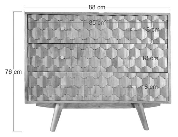 MOSAIC komód akácfa 88x42x75 natúr, lakkozott
