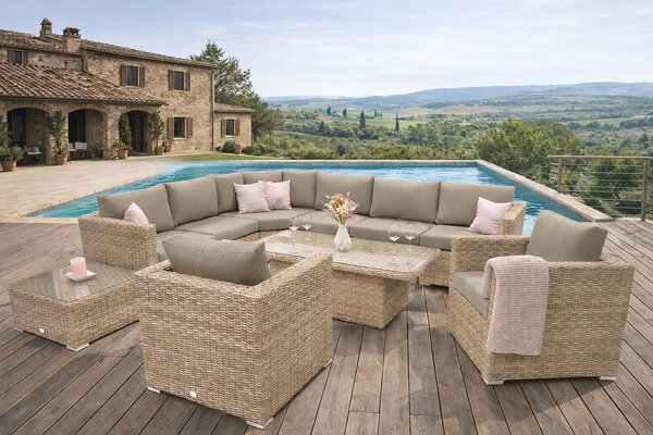 DEOKORK Rattan variálható ülőgarnitúra MALIBU 8 fő részére (cappuccino)