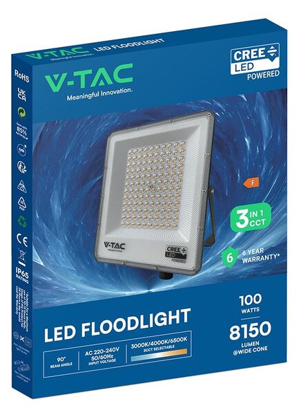 V-TAC CREE SMD LED reflektor 100W, állítható színhőmérséklettel - SKU 240716