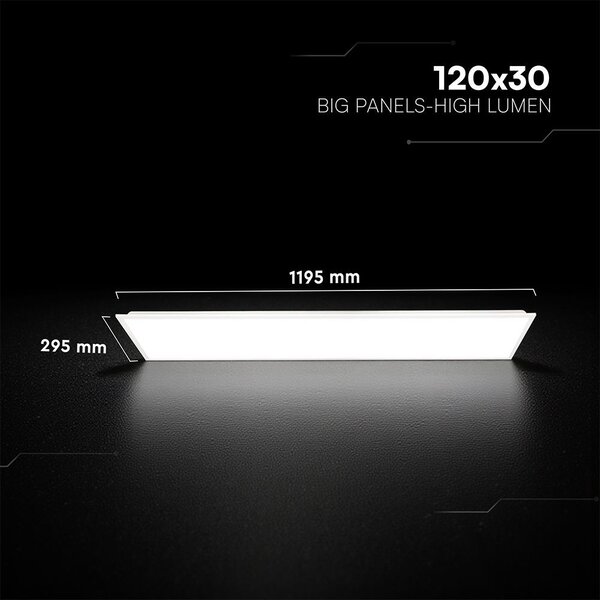 V-TAC CREE SMD süllyeszthető LED panel természetes fehér 40W 120 x 30cm, Back-Lit - SKU 241476