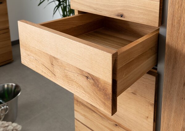 NEW HOLAND Komód 110x45x142 cm, természetes, olajozott, vadtölgy / tölgy