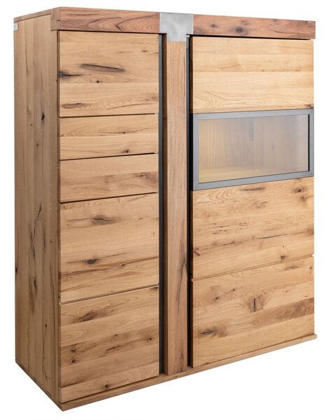 NEW HOLAND Komód 110x45x142 cm, természetes, olajozott, vadtölgy / tölgy