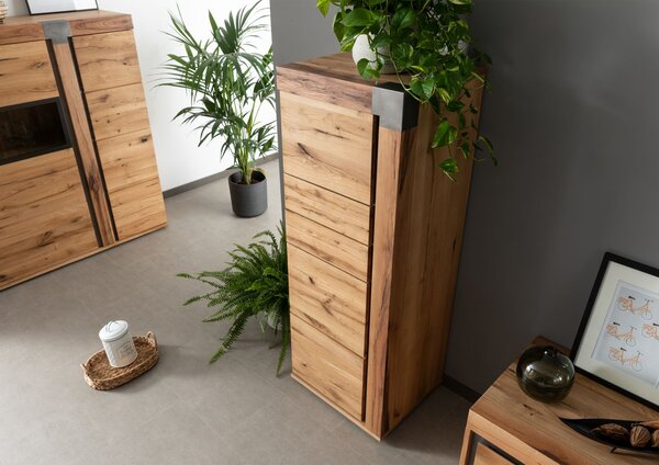 NEW HOLAND Komód 53x45x142 cm, természetes, olajozott, vadtölgy / tölgy