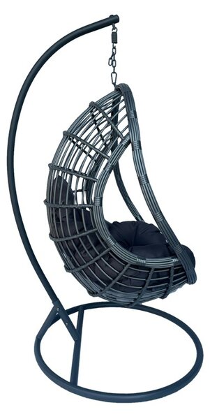 Kerti hintaágy, Cungo, Pako World, rattan, szürke, 125x105x195 cm
