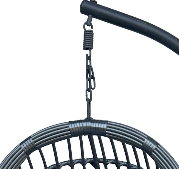 Kerti hintaágy, Cungo, Pako World, rattan, szürke, 125x105x195 cm