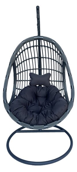 Kerti hintaágy, Cungo, Pako World, rattan, szürke, 125x105x195 cm