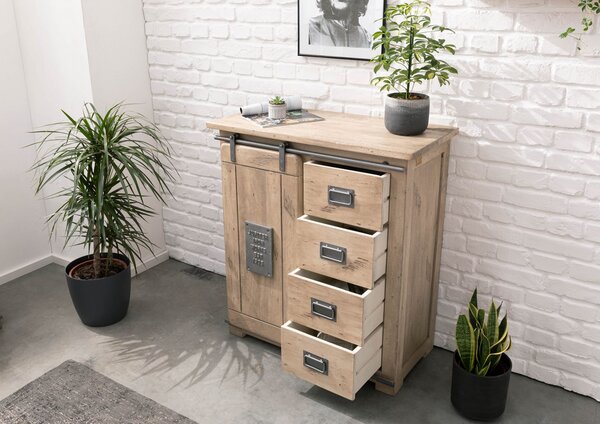 IRON Mango komód 90x45x100 fehér, lakkozott