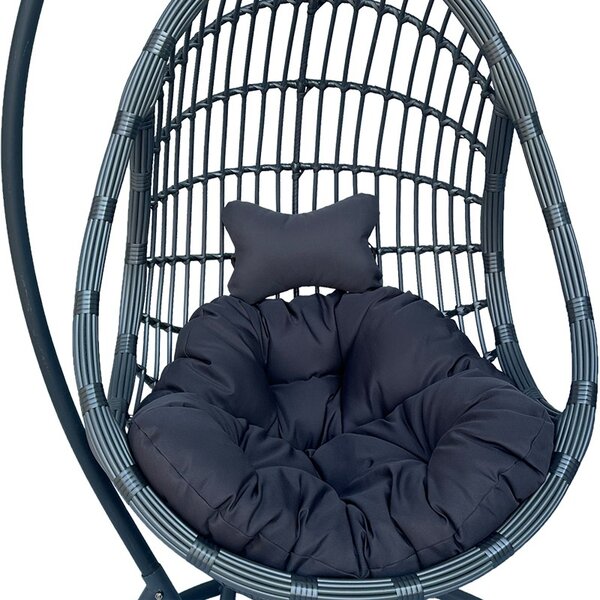 Kerti hintaágy, Cungo, Pako World, rattan, szürke, 125x105x195 cm