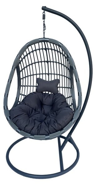 Kerti hintaágy, Cungo, Pako World, rattan, szürke, 125x105x195 cm