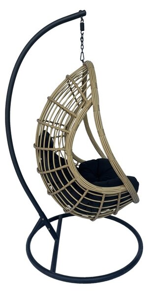 Kerti hintaágy, Cungo, Pako World, rattan, szürke, 125x105x195 cm