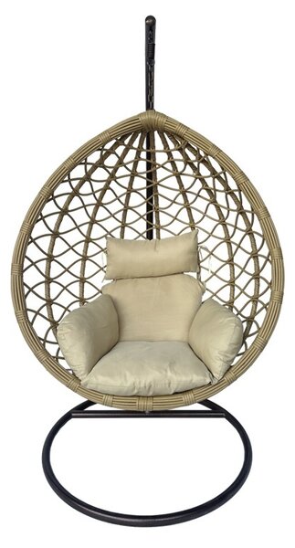 Kerti hintaágy, Lyere, Pako World, barna-bézs, rattan, 120x108x195 cm
