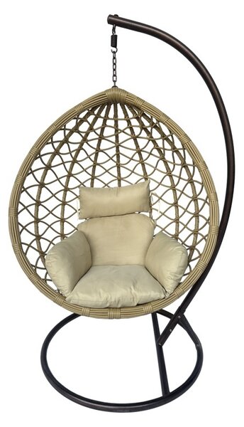 Kerti hintaágy, Lyere, Pako World, barna-bézs, rattan, 120x108x195 cm