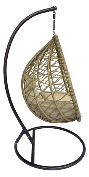Kerti hintaágy, Lyere, Pako World, barna-bézs, rattan, 120x108x195 cm