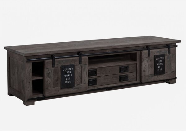 IRON TV asztal 180x55x50 cm, szürke, lakkozott, mangó