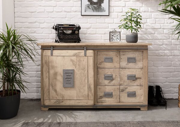 IRON Sideboard Mango 140x45x85 fehérített, lakkozott