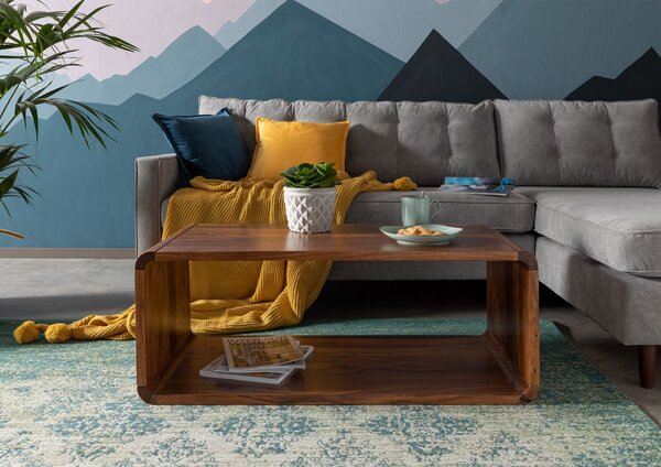 LOUNGE Dohányzóasztal 100x50x40 cm, dió színben, lakkozott, paliszander