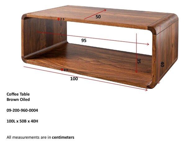 LOUNGE Dohányzóasztal 100x50x40 cm, dió színben, lakkozott, paliszander
