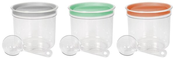 Tárolóedény Curver® DRY FOOD, 1000 ml, mérőkanállal, menta/szürke/barack vegyes színek, 130x120 mm