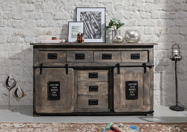 IRON Sideboard Mango 150x45x90 szürke, lakkozott