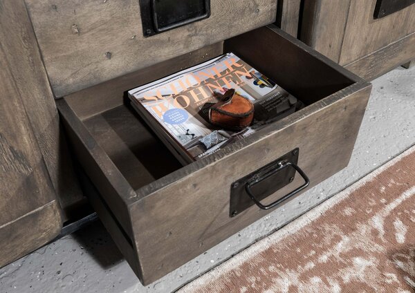 IRON Sideboard Mango 150x45x90 szürke, lakkozott