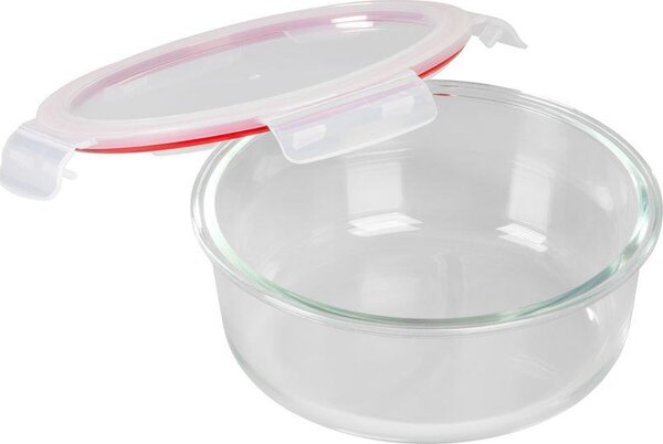 Tárolóedény MagicHome, Kerek, 1300 ml, fedéllel, Clip, üveg