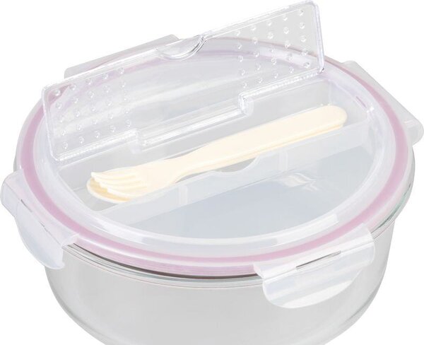 Tárolóedény MagicHome, Kerek, 1200 ml, fedéllel, evőeszközzel, Clip
