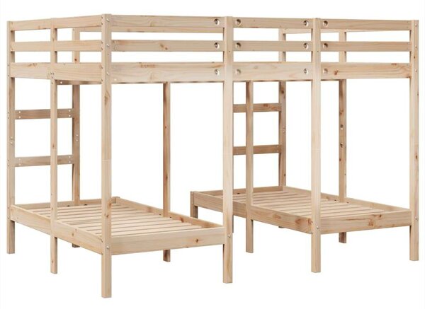 VidaXL tömör fenyőfa tripla emeletes ágykeret 140x200/70x140 cm