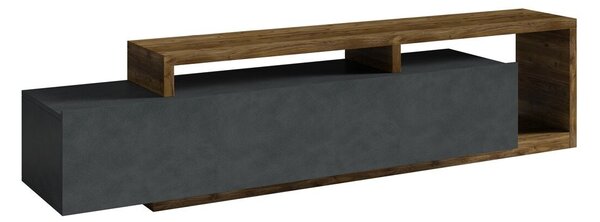 TV-állvány Lutiva 103, Laminált forgácslap, 52x219x45cm, Matera szürke, Sötét lucfenyő
