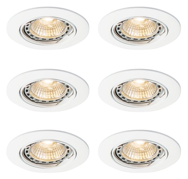 6 darabos modern, süllyesztett, dönthető, fehér spotlámpa szett GU10 50mm - Edu