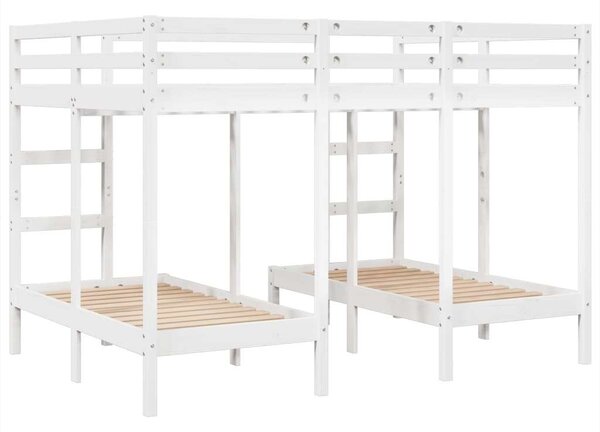 VidaXL fehér tömör fenyőfa tripla emeletes ágykeret 140x200/70x140 cm
