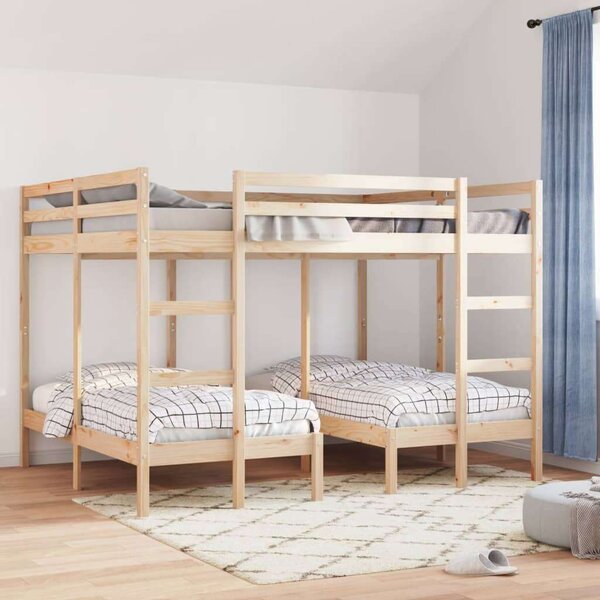 VidaXL tömör fenyőfa tripla emeletes ágykeret 140x200/70x140 cm