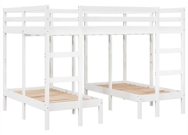 VidaXL fehér tömör fenyőfa tripla emeletes ágykeret 140x200/70x140 cm