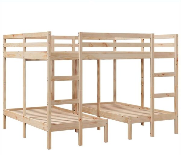 VidaXL tömör fenyőfa tripla emeletes ágykeret 140x200/70x140 cm