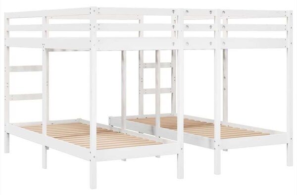 VidaXL fehér tömör fenyőfa tripla emeletes ágykeret 140x200/70x140 cm