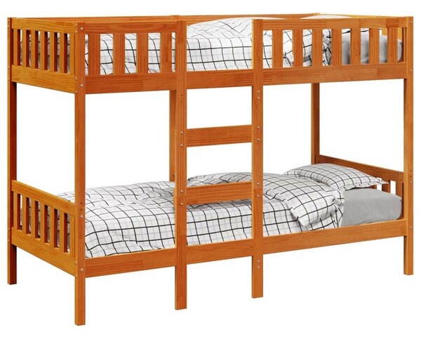 VidaXL viaszbarna tömör fenyőfa emeletes ágy 90x200 cm