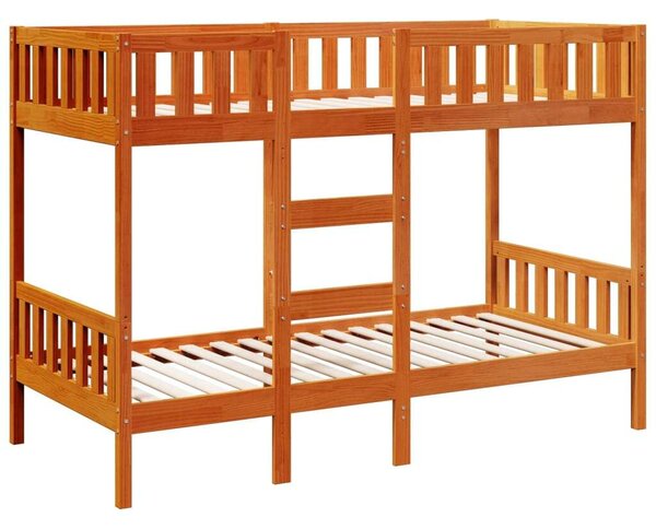 VidaXL viaszbarna tömör fenyőfa emeletes ágy 90x200 cm