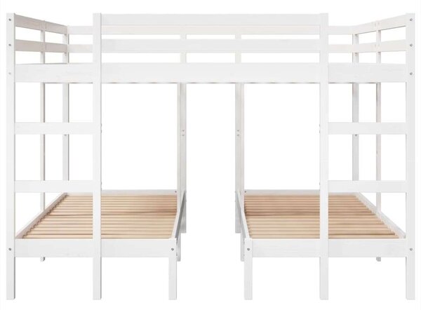 VidaXL fehér tömör fenyőfa tripla emeletes ágykeret 140x200/70x140 cm