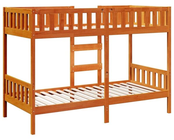 VidaXL viaszbarna tömör fenyőfa emeletes ágy 90x190 cm